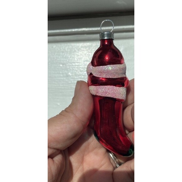 Vintage Christmas Trimmeries glass ornaments Handpainted Cat Dog Santa Stocking - Picture 7 of 10